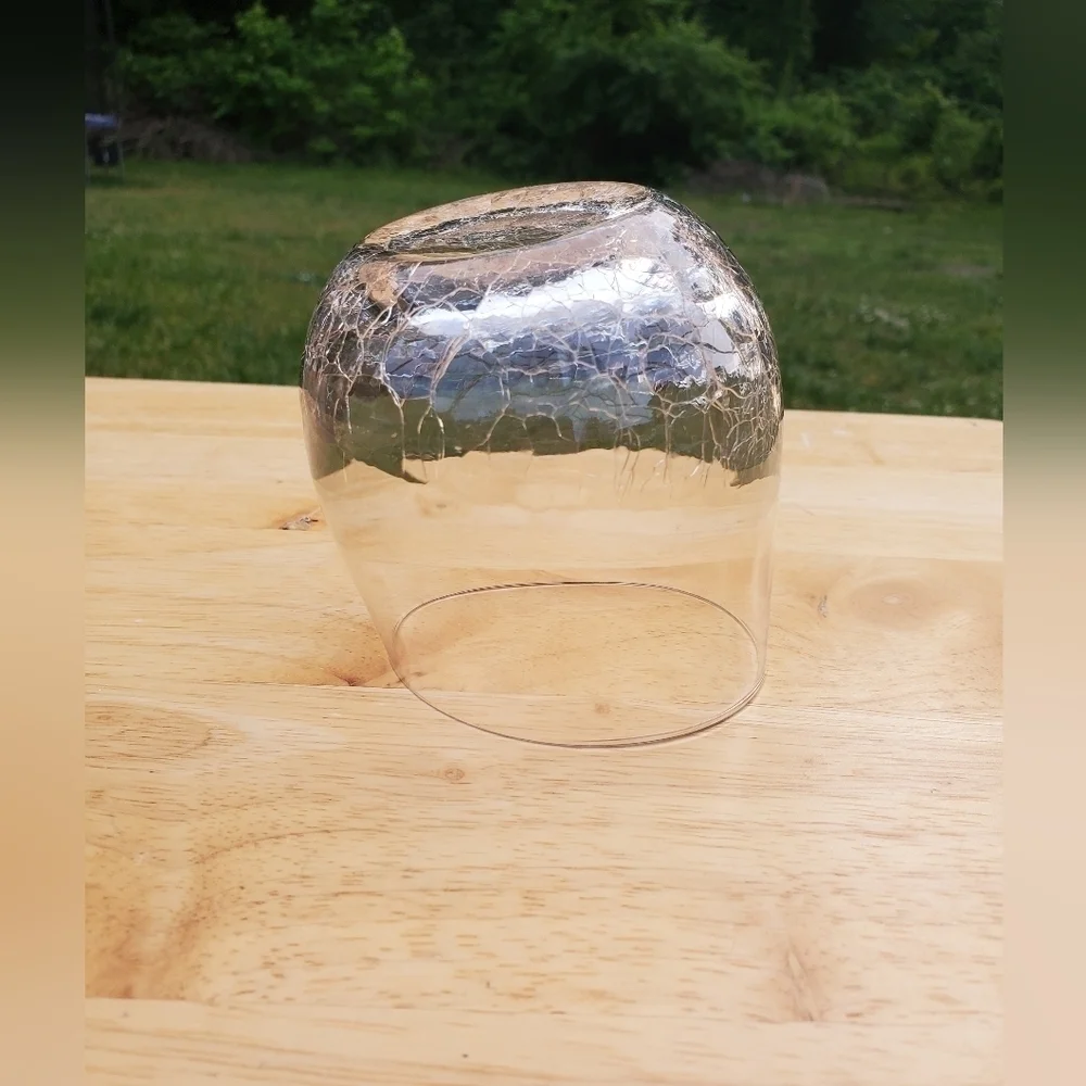 Pier 1 Angled Rim Crackle Stemless Blown clear Glass Cup‎